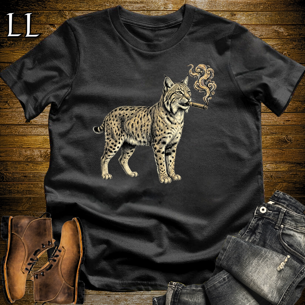 Vintage Cigar Bobcat Softstyle T Shirt Black | Cigar Bobcat Tee