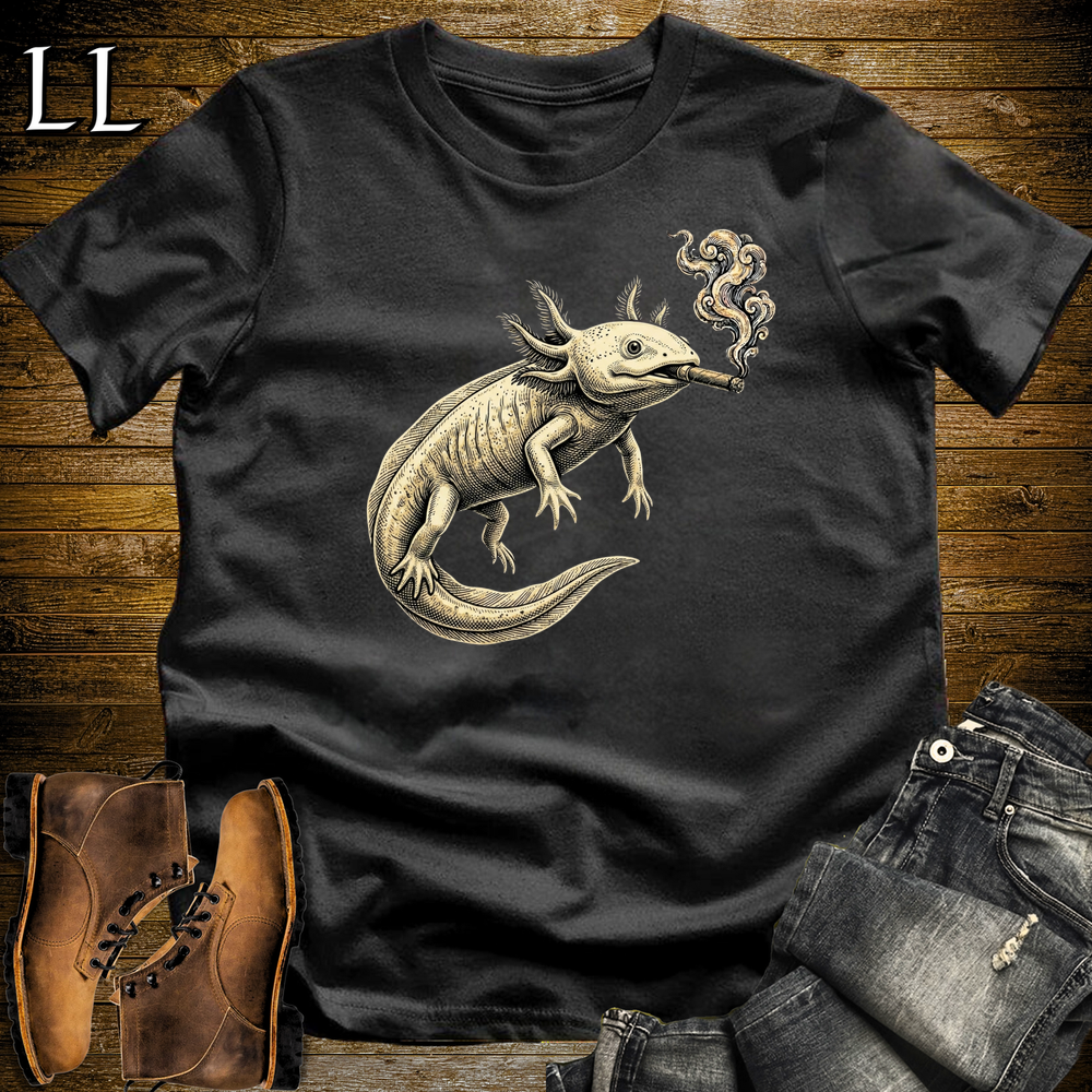 Vintage Cigar Axolotl Softstyle T Shirt Black | Cigar Axolotl Tee