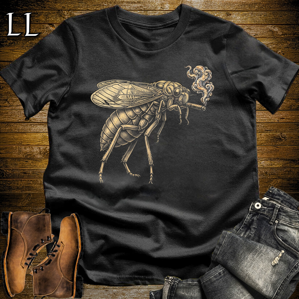 Vintage Cigar Cicada Softstyle T Shirt Black | Cigar Lover Tee