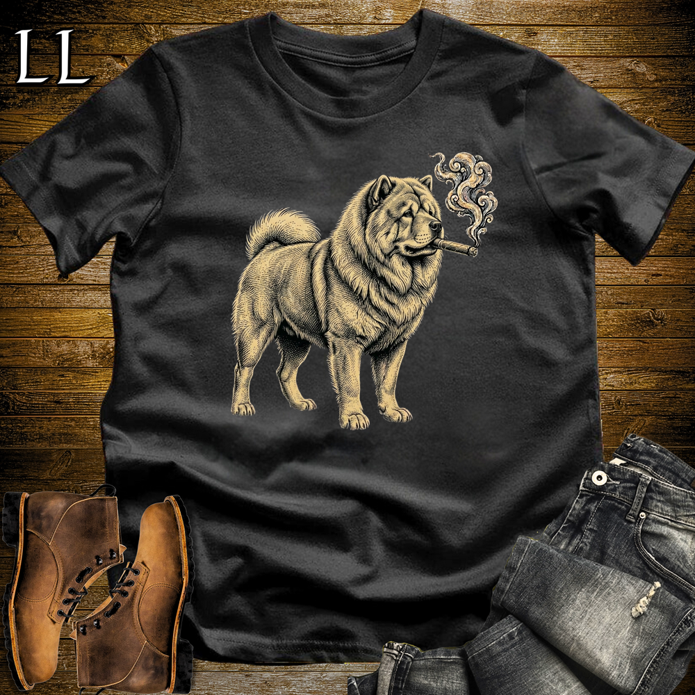 Vintage Cigar Chow Chow Softstyle T Shirt Black | Dog Lover Tee