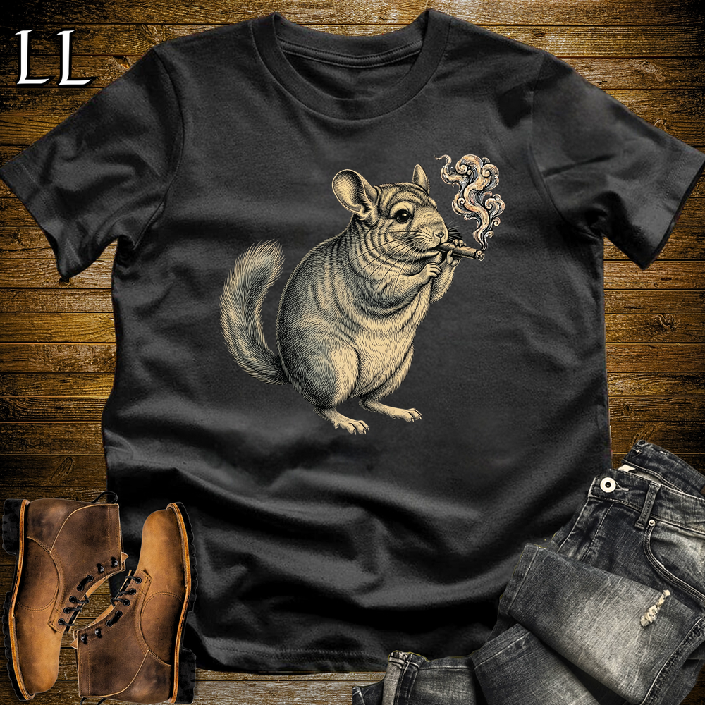 Vintage Cigar Chinchilla Softstyle T Shirt Black | Cigar Chinchilla Graphic Tee
