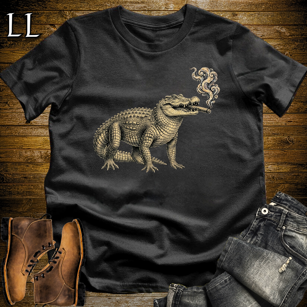 Vintage Cigar Crocodile Softstyle T Shirt Black | Cigar Lover Tee