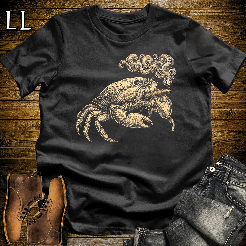 Vintage Cigar Crab Softstyle T Shirt Black | Cigar Lover Graphic Tee