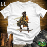 African DreadLocks Skateboard Samurai White | African Warrior Tee