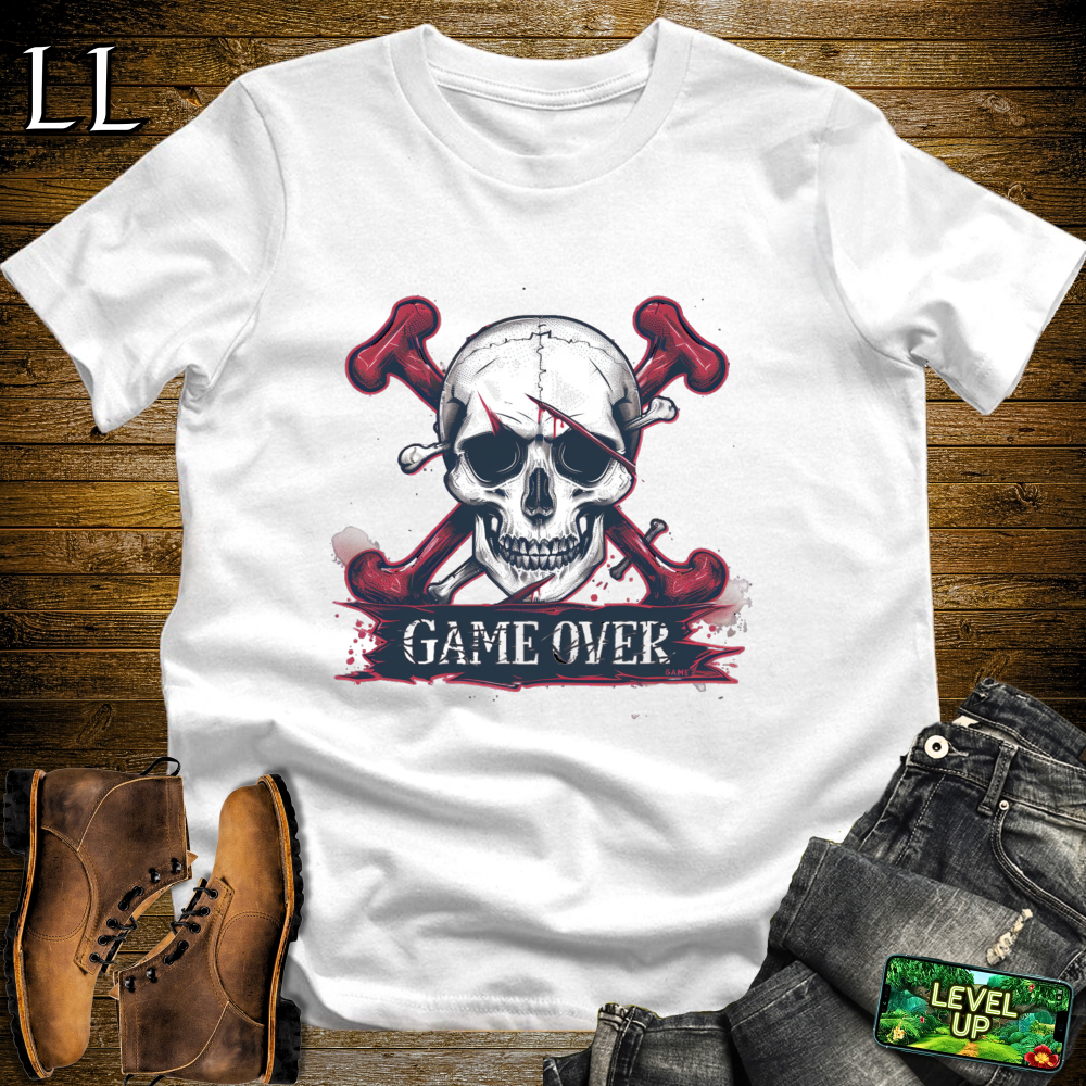 Game Over Grim Reaper Skull Softstyle Tee - White - LegacyLayers