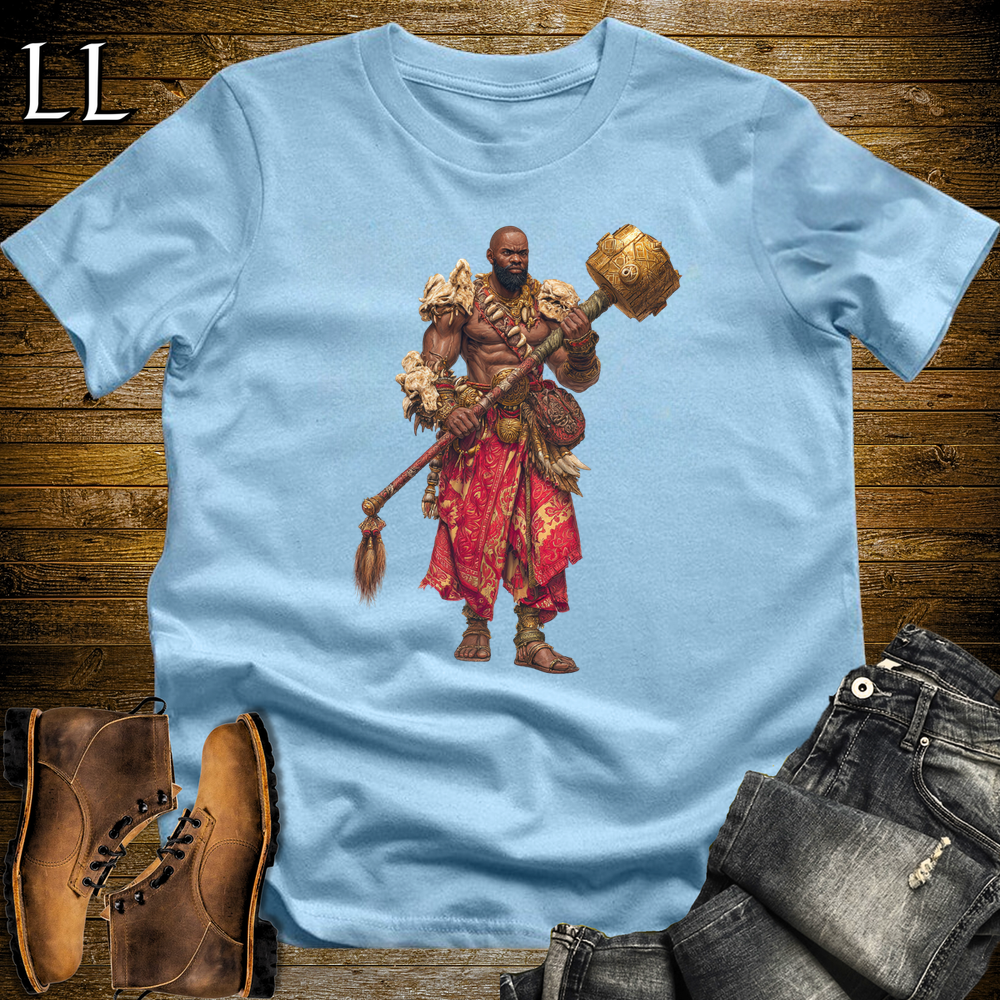 African Gold Mace Warrior King Light Blue | Royal Tee