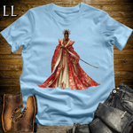 African Red Blossom Samurai Queen Light Blue | African Warrior Tee