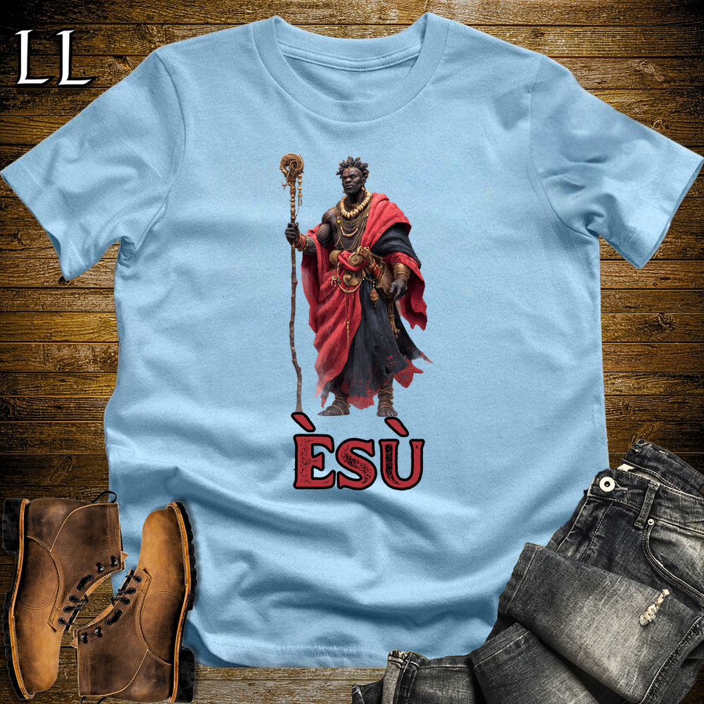 Esu African God Softstyle Tee Light Blue | Yoruba Crossroads God Tee
