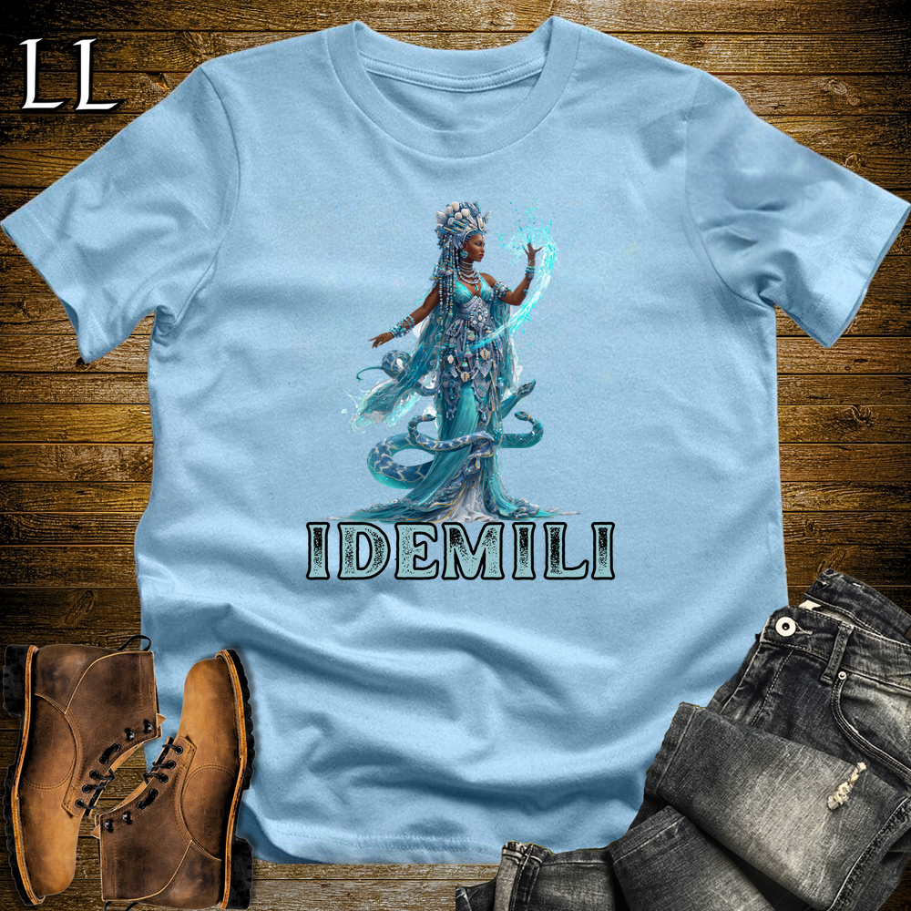 Idemili African Goddess Softstyle Tee Light Blue | Igbo Water Goddess Tee