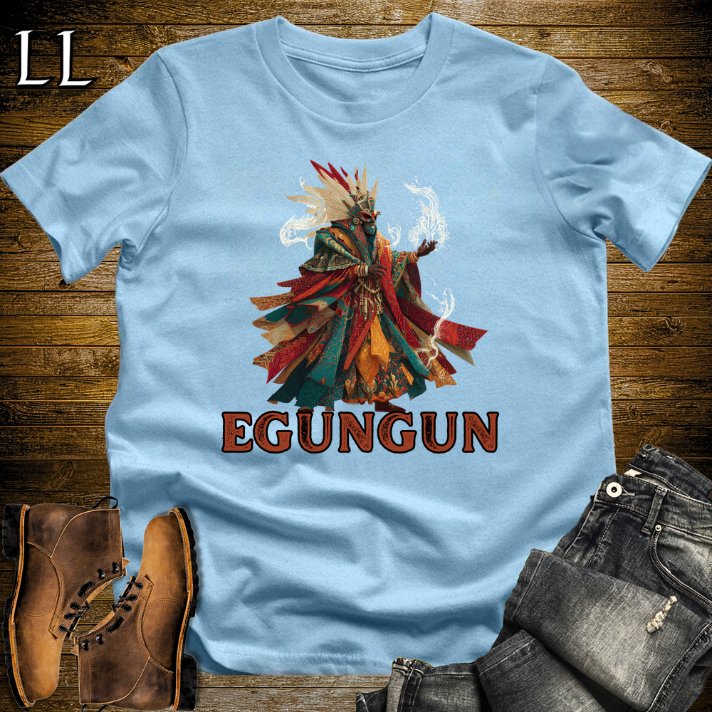African Egungun Spirits Softstyle Tee Light Blue | Yoruba Ancestor Spirit Tee