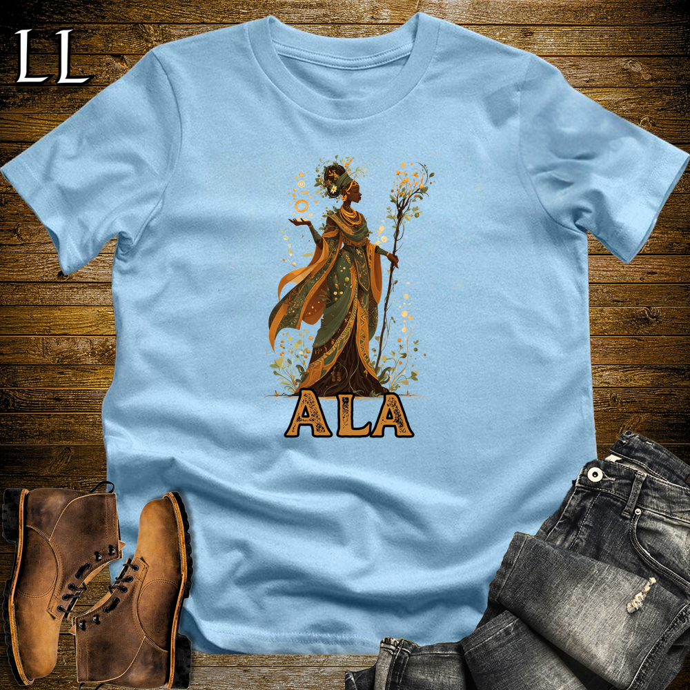 Ala African Goddess Softstyle Tee Light Blue | Igbo Earth Goddess Tee
