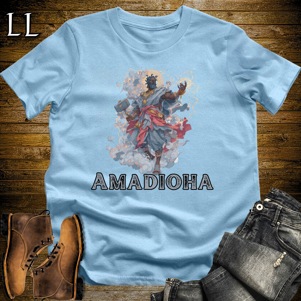 Amadioha African God Softstyle Tee Light Blue | Igbo Thunder God Tee