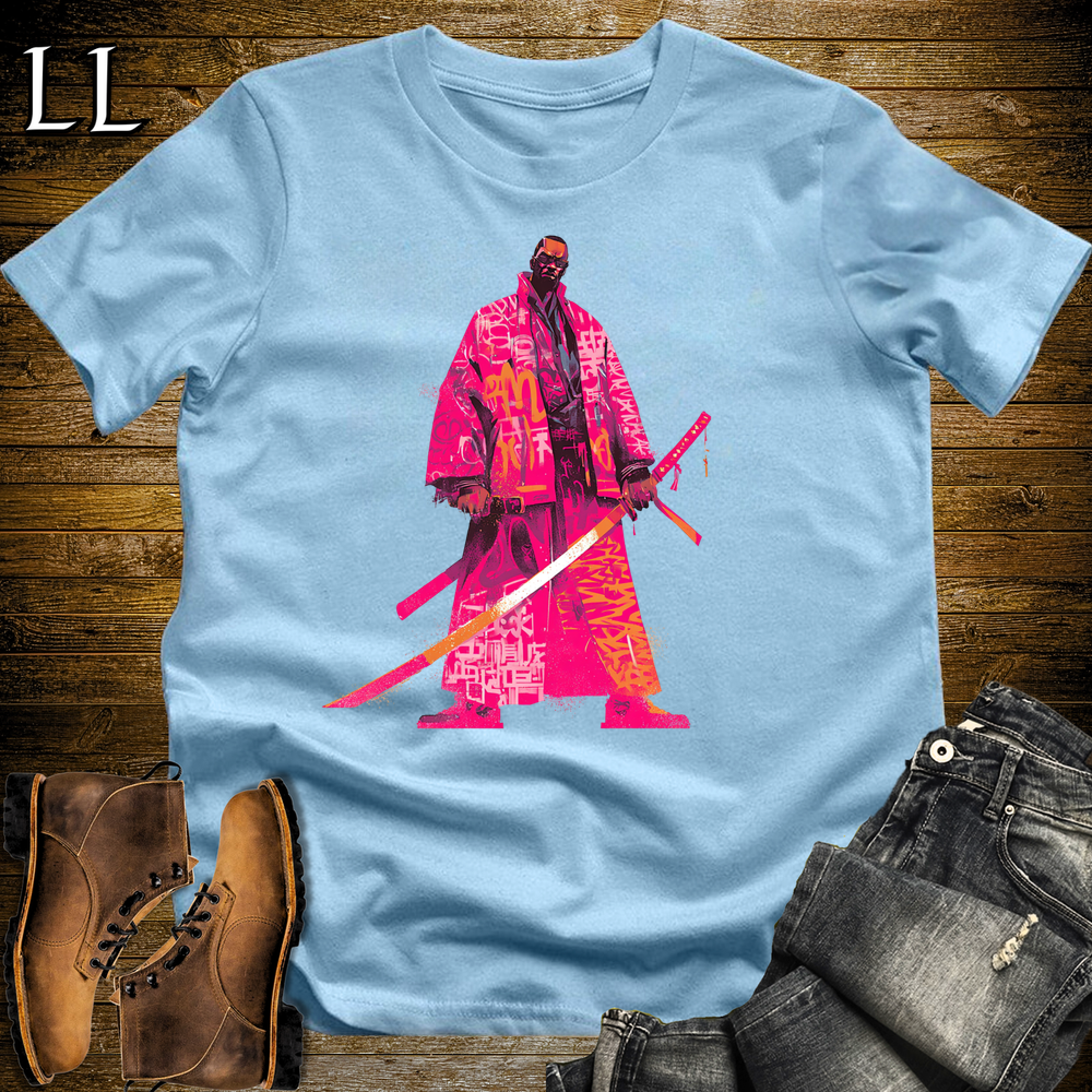 African Pink Street Samurai Light Blue | African Warrior Tee