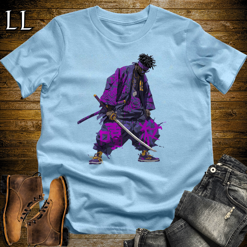 African Purple Street Samurai Light Blue | African Warrior Tee