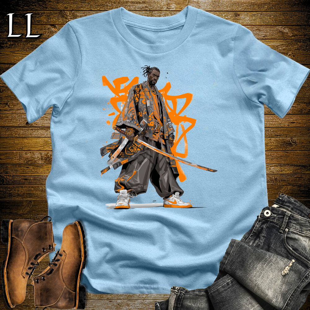 African Orange Street Samurai Light Blue | African Warrior Tee
