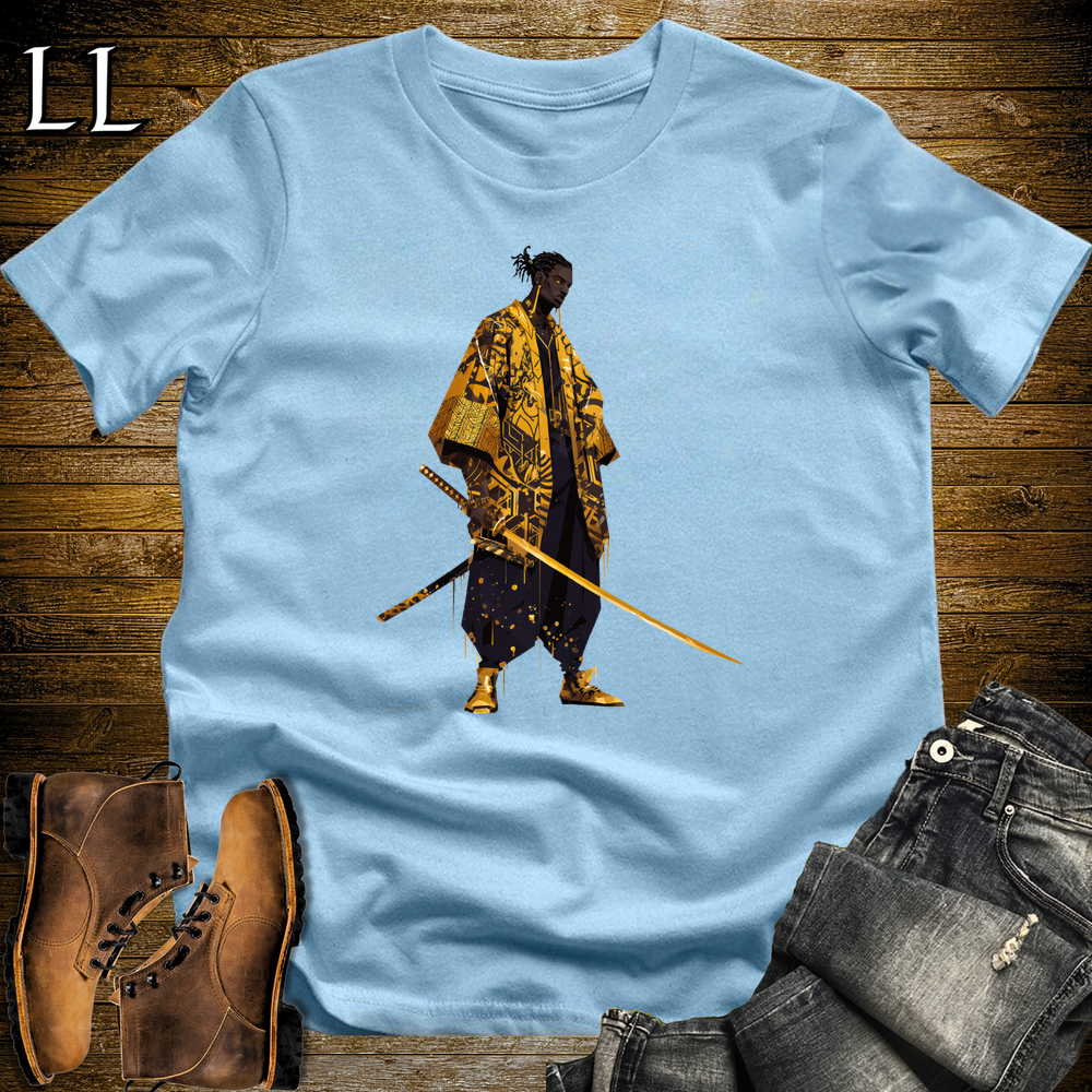 African Gold Street Samurai Light Blue | African Warrior Tee