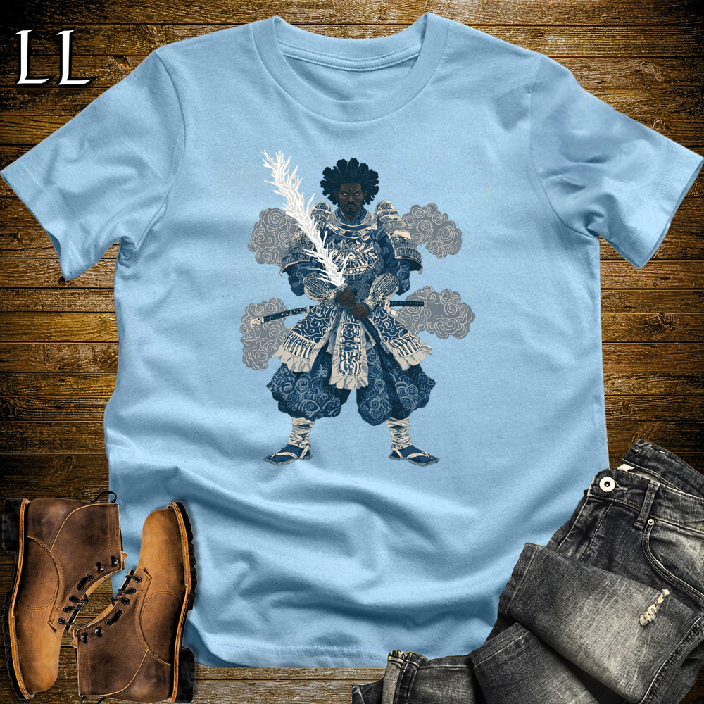 African Lightning Sword Samurai Light Blue | African Warrior Tee
