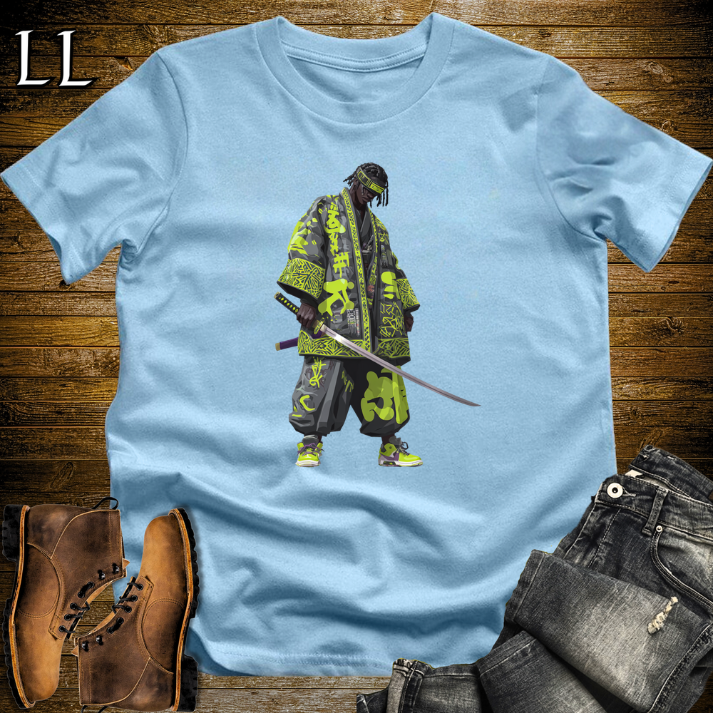 African Green Street Samurai Light Blue | African Warrior Tee
