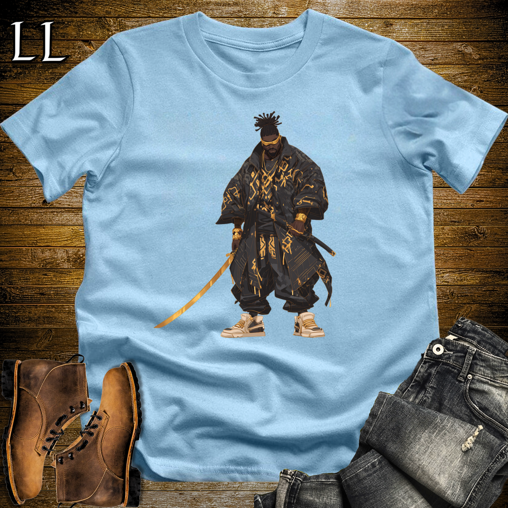 African Black Street Samurai Light Blue | African Warrior Tee
