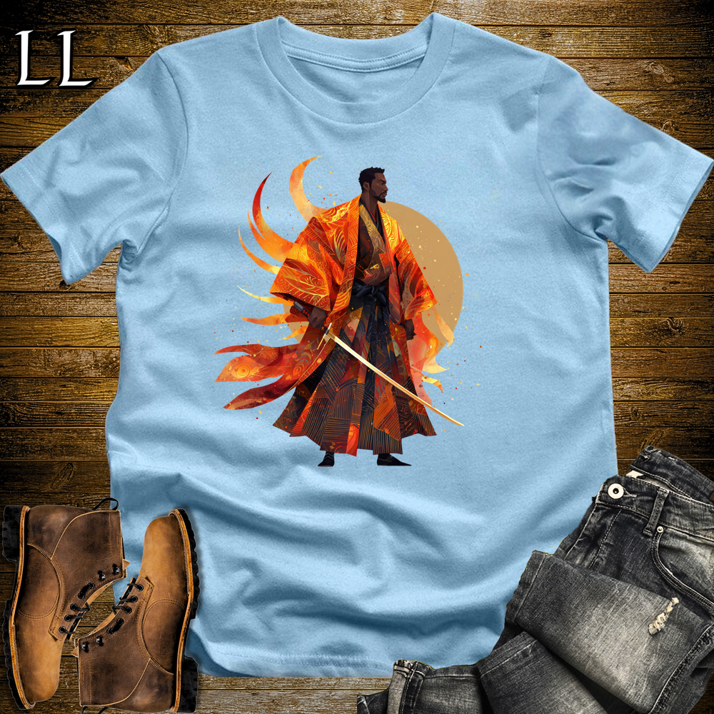 African Flame Samurai Light Blue | African Warrior Tee