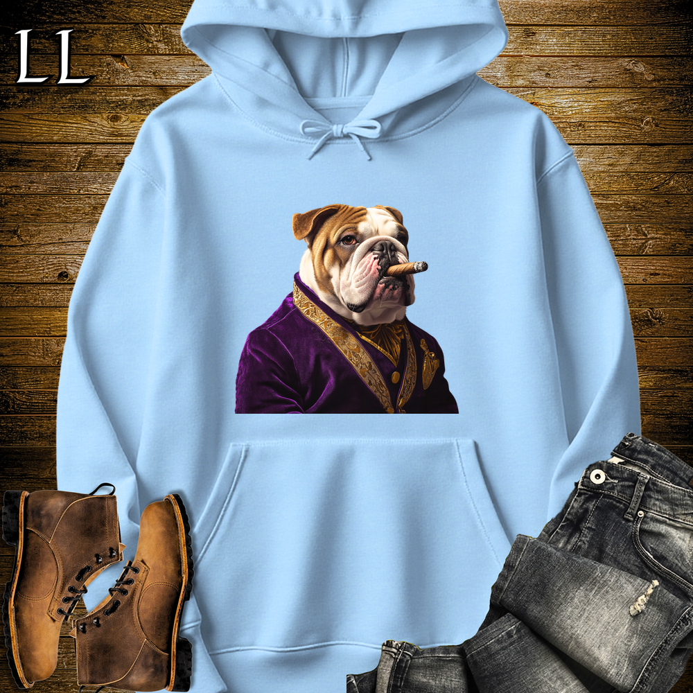 Cigar English Bulldog Hooded Sweatshirt - Light Blue