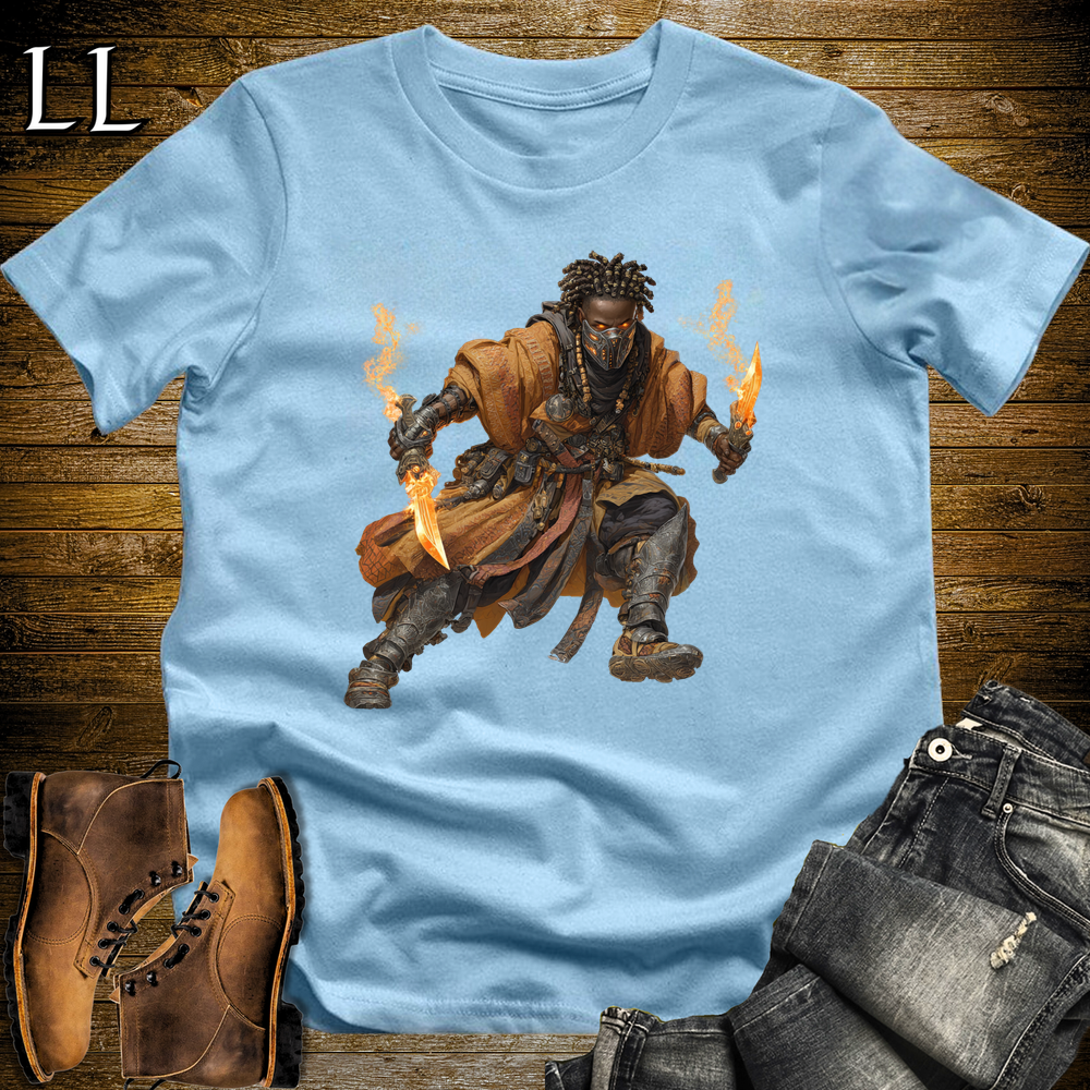 African Flame Dagger Assassin Softstyle Tee Light Blue | African Warrior Tee