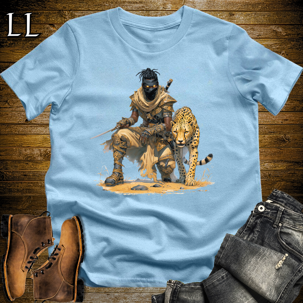African Cheetah Assassin Softstyle Tee Light Blue | African Warrior Tee