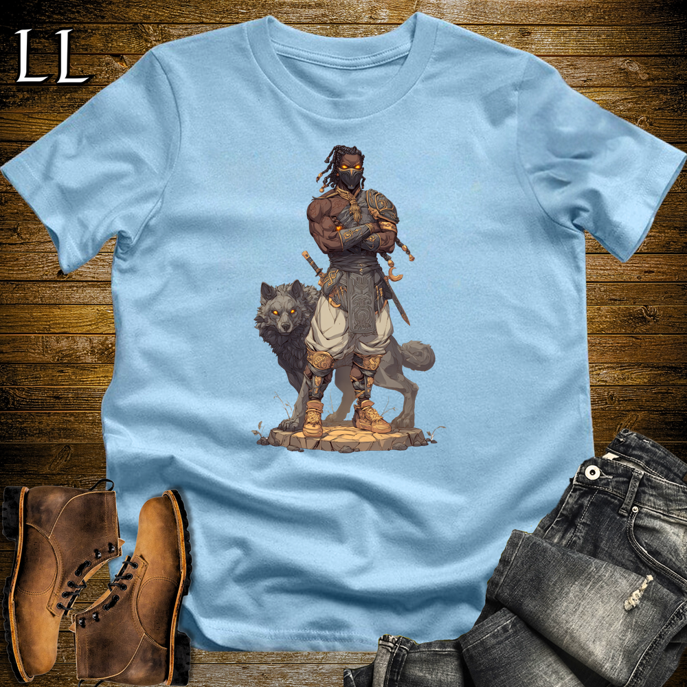 African Black Wolf Assassin Softstyle Tee Light Blue | African Warrior Tee