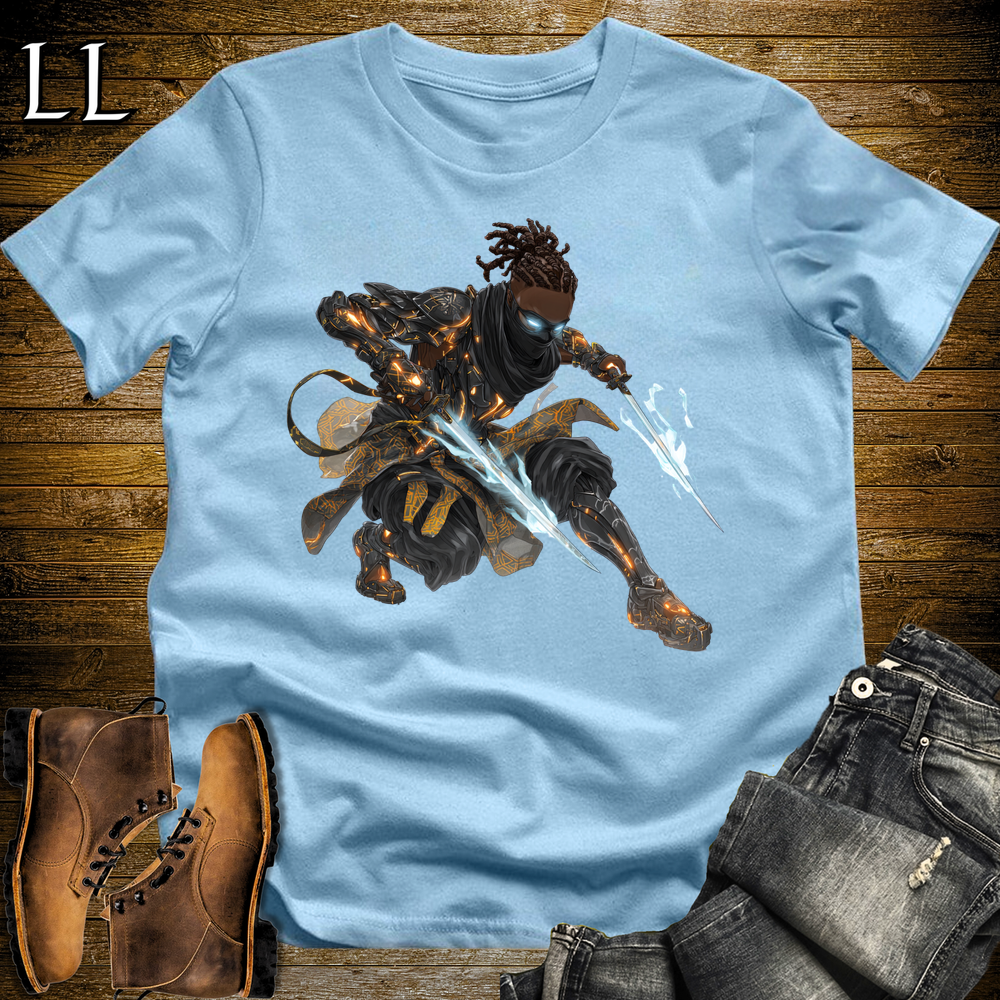 African Obsidian Assassin Softstyle Tee Light Blue | African Warrior Tee
