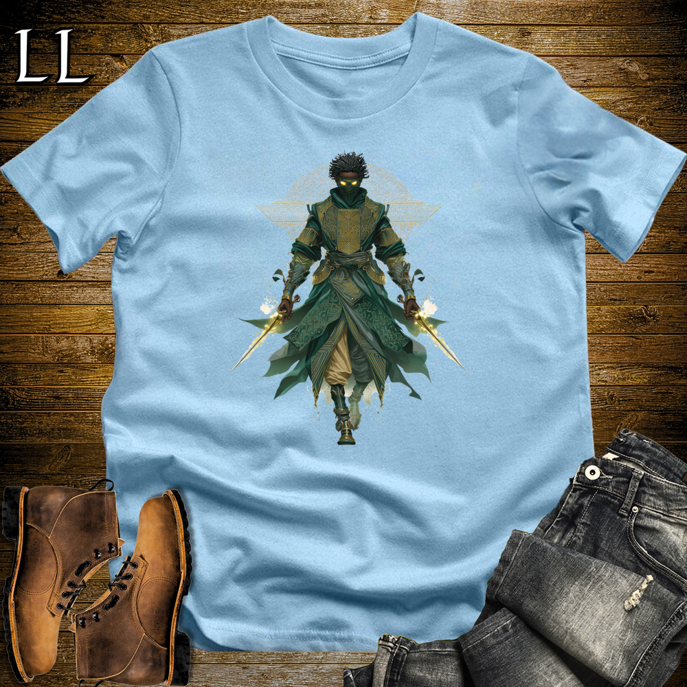 African Sage Assassin Softstyle Tee Light Blue | African Warrior Tee