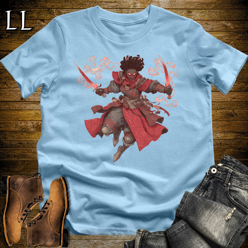 African Flame Assassin Softstyle Tee Light Blue | African Warrior Tee