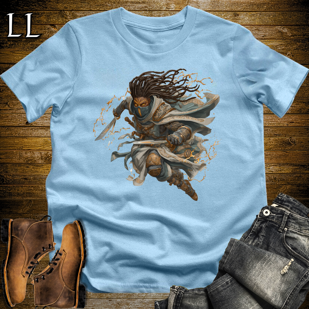 African Ancient Ways Assassin Softstyle Tee Light Blue | African Warrior Tee