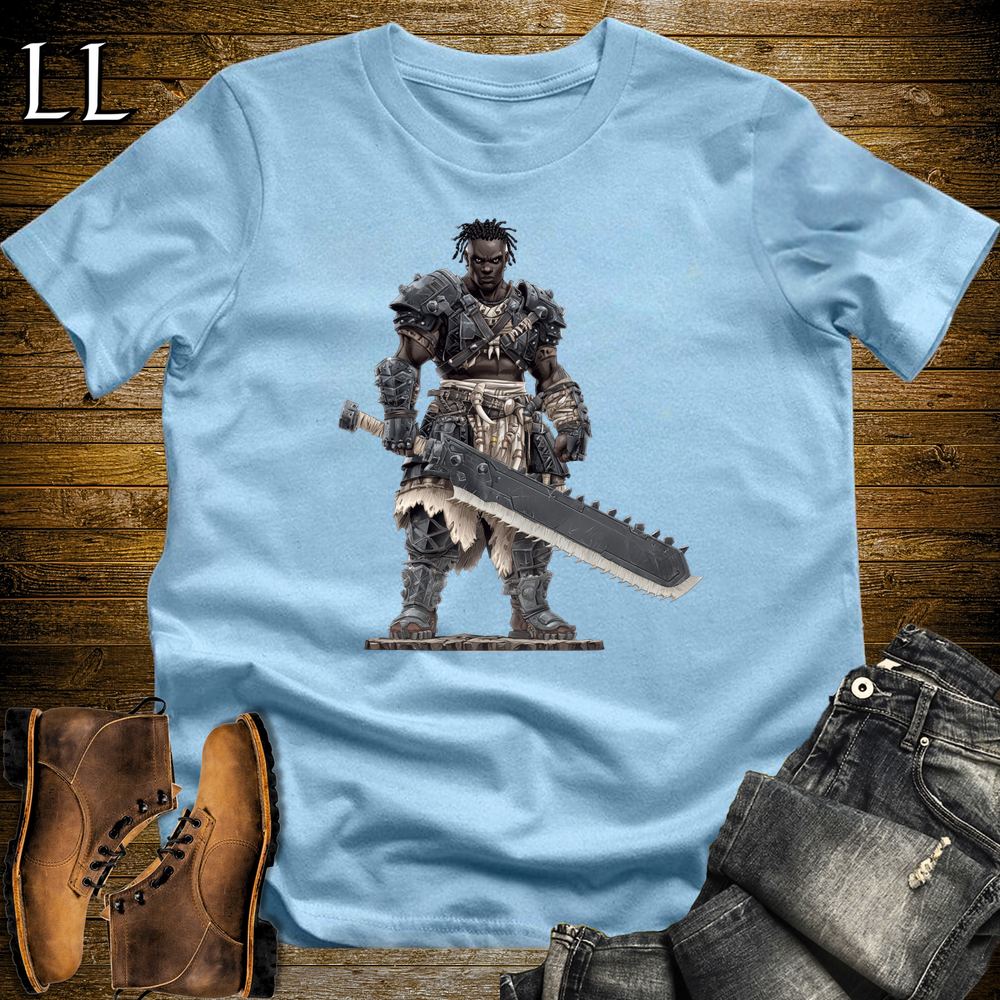 African Gladiator Barbarian Softstyle Tee Light Blue | African Warrior Tee