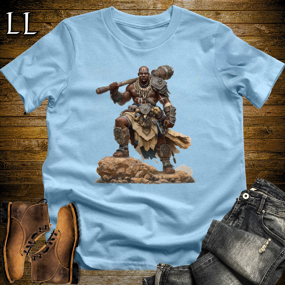 African Tribal Barbarian Softstyle Tee Light Blue | African Warrior Tee