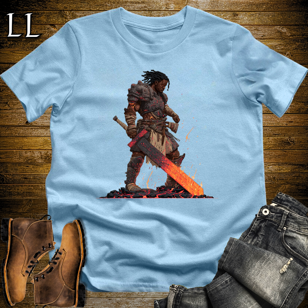African Fire Barbarian Softstyle Tee Light Blue | African Warrior Tee
