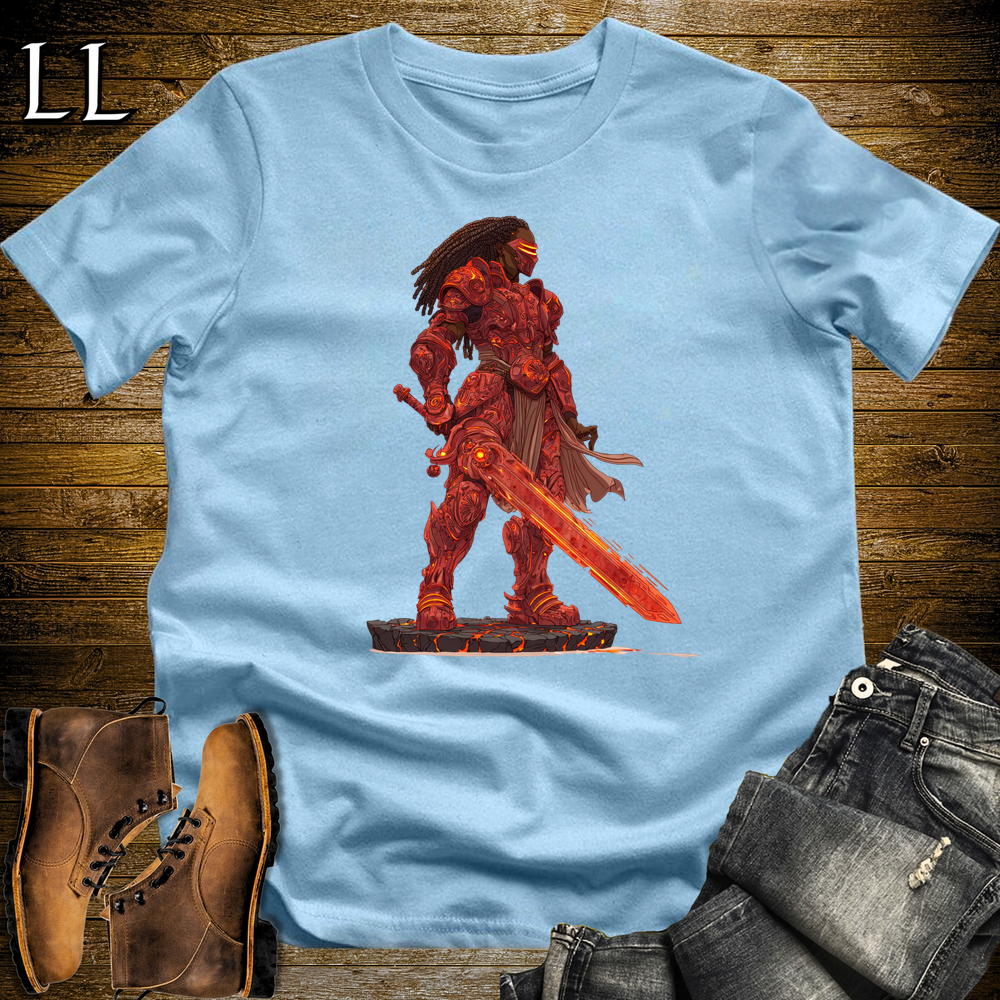 African Lava Sword Warrior Softstyle Tee Light Blue | African Warrior Tee