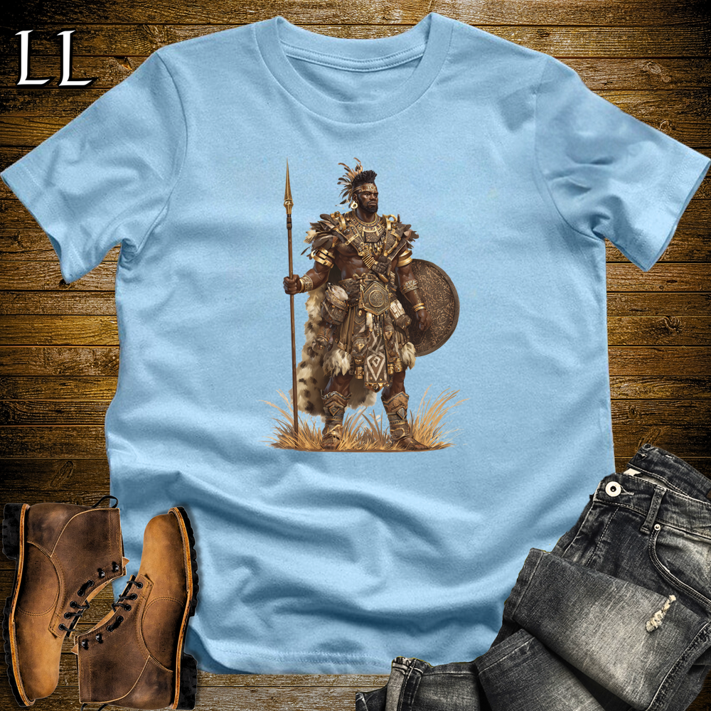 African Zulu Spear Warrior Softstyle Tee - Light Blue