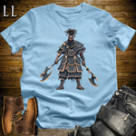 African Blue Dual Axe Warrior Softstyle Tee Light Blue | African Heritage Tee