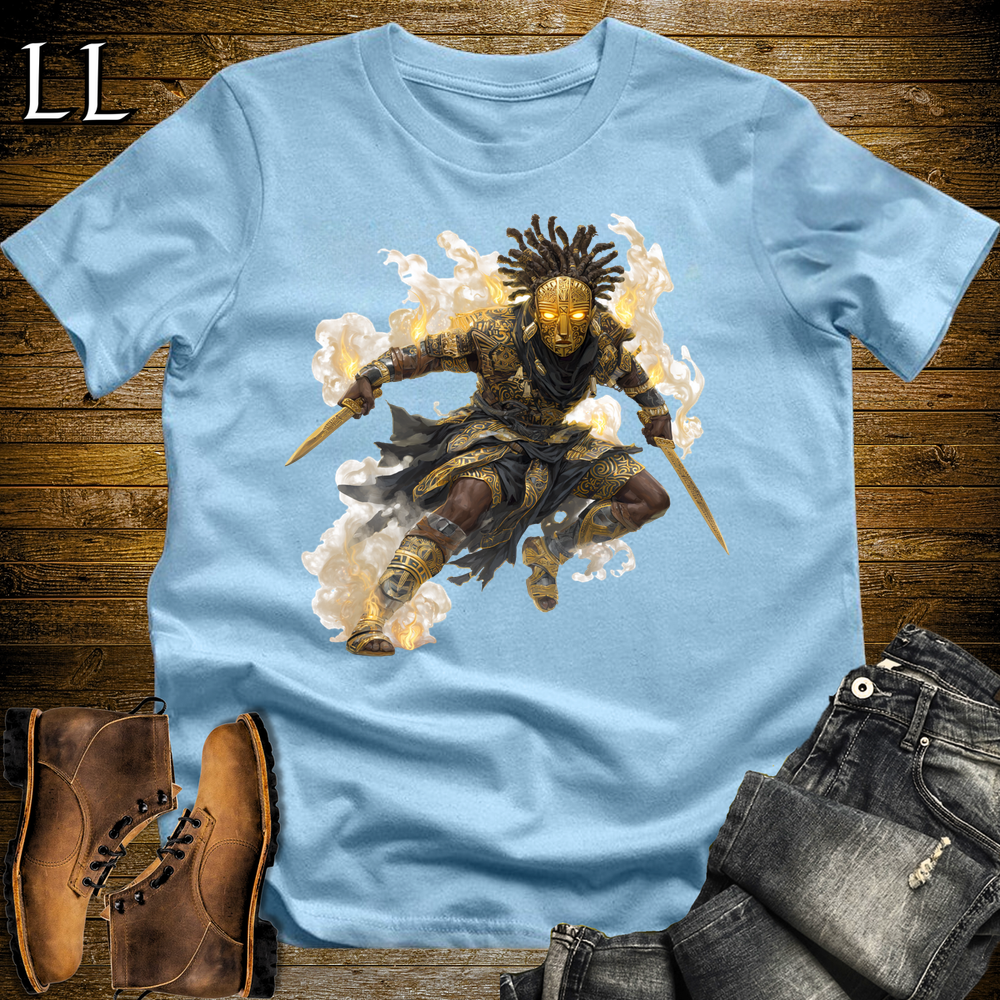 African Tribal Mask Assassin Softstyle Tee Light Blue | African Warrior Tee
