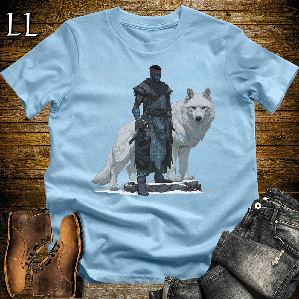 African White Wolf Assassin Softstyle Tee Light Blue | African Warrior Tee