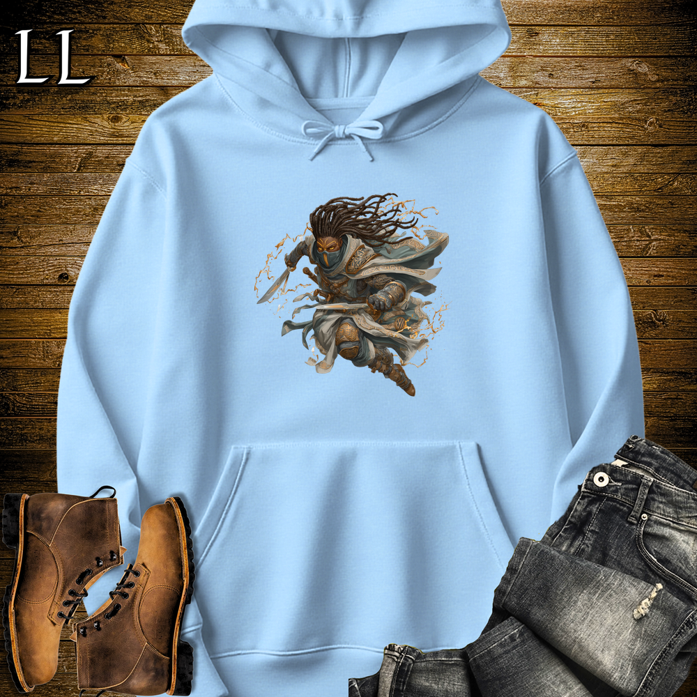 African Ancient Ways Assassin Hooded Sweatshirt - Light Blue