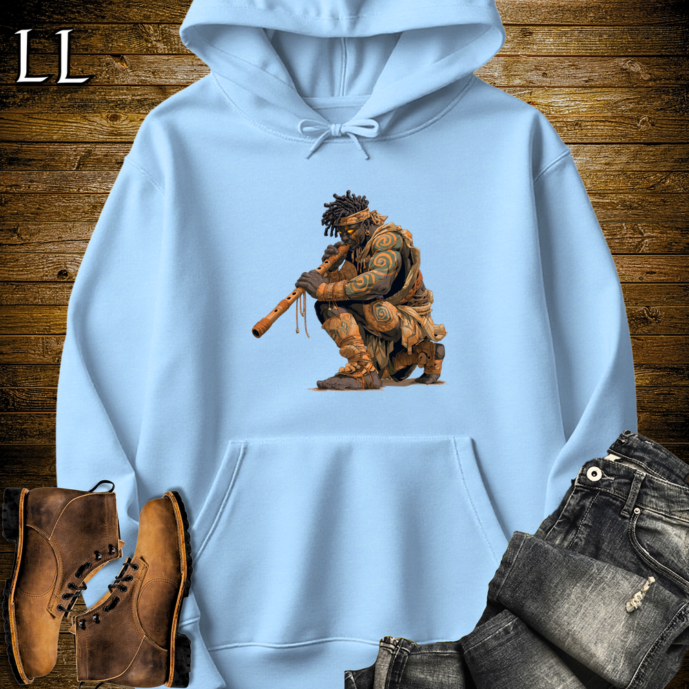 African Blow Dart Warrior Hooded Sweatshirt - Light Blue