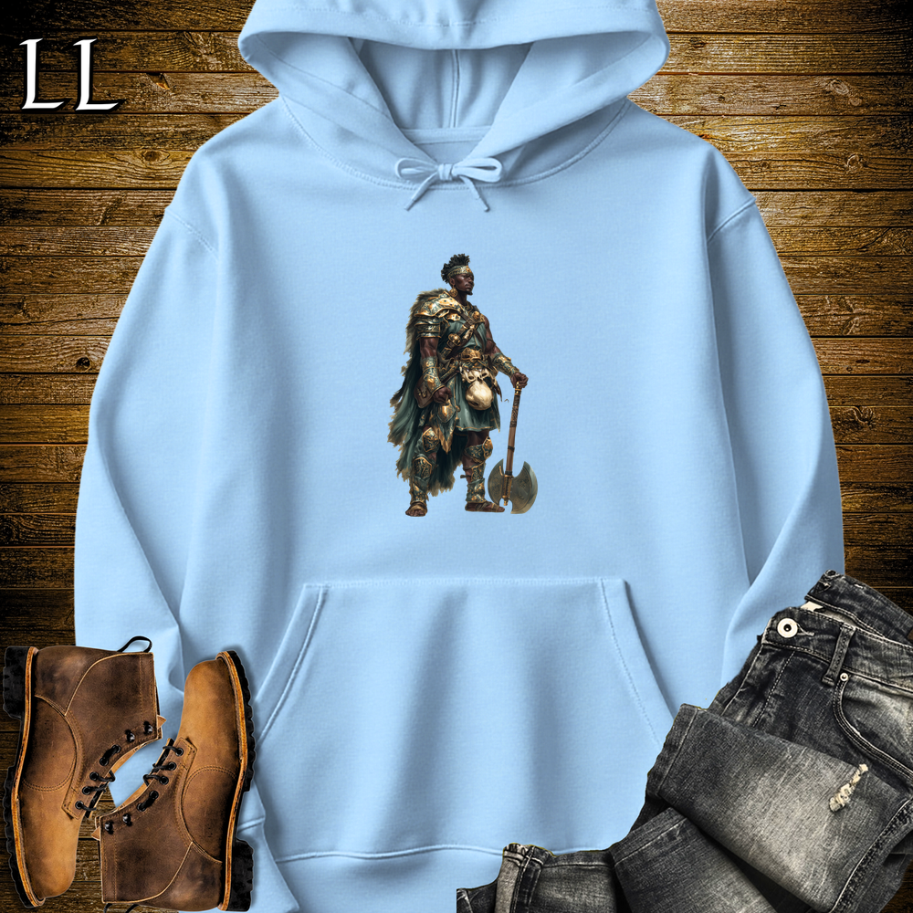 African Axe Warrior King Hooded Sweatshirt - Light Blue