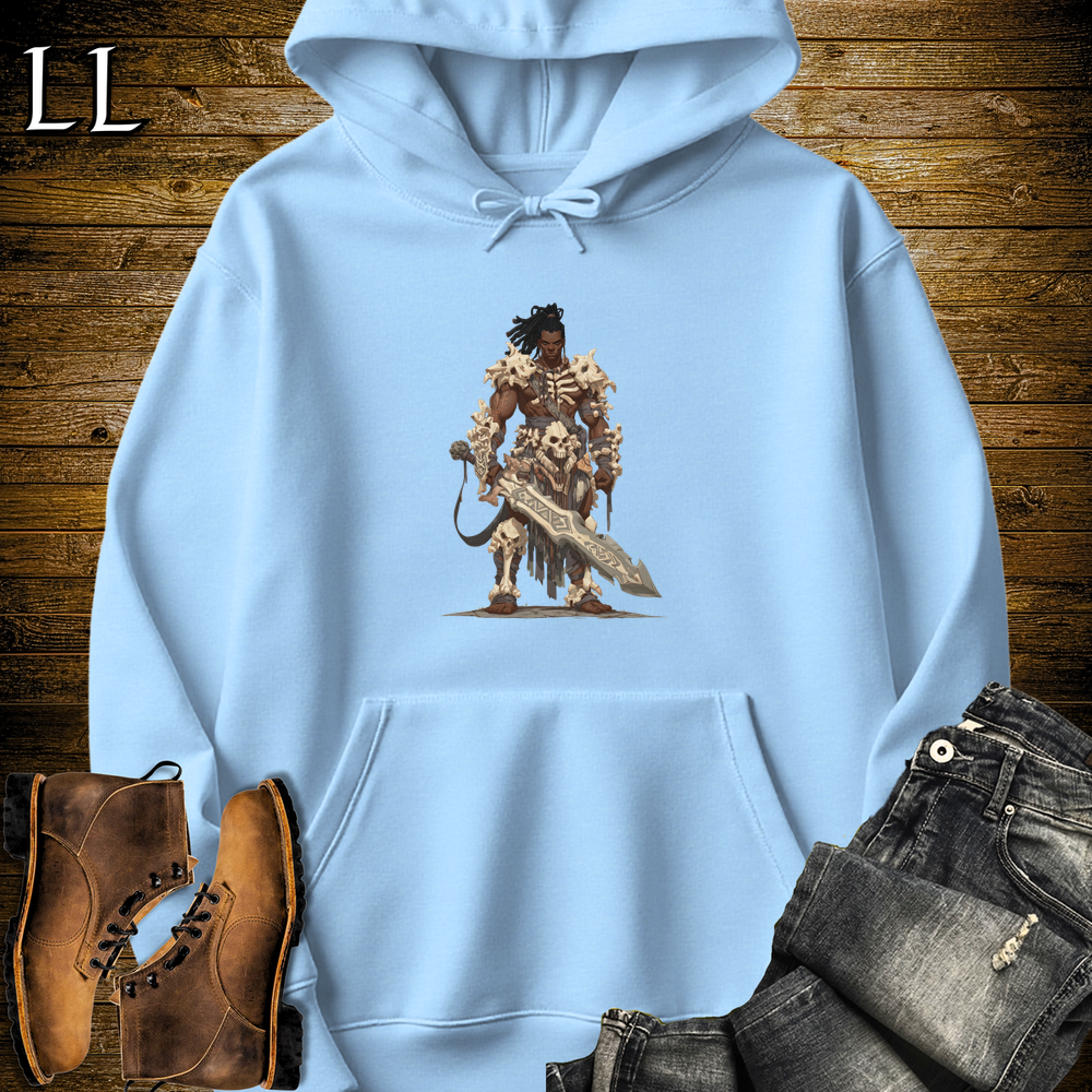 African Bone Barbarian Hooded Sweatshirt - Light Blue