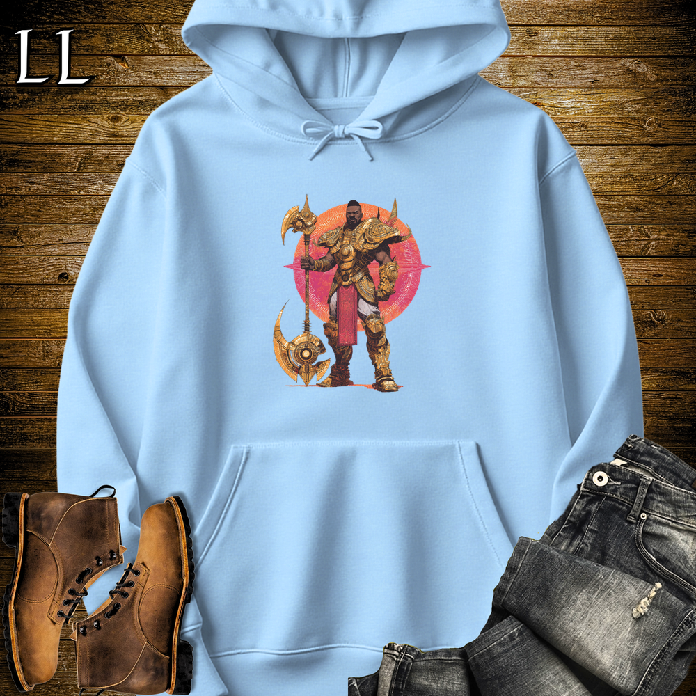 African Galactic Axe King Hooded Sweatshirt - Light Blue