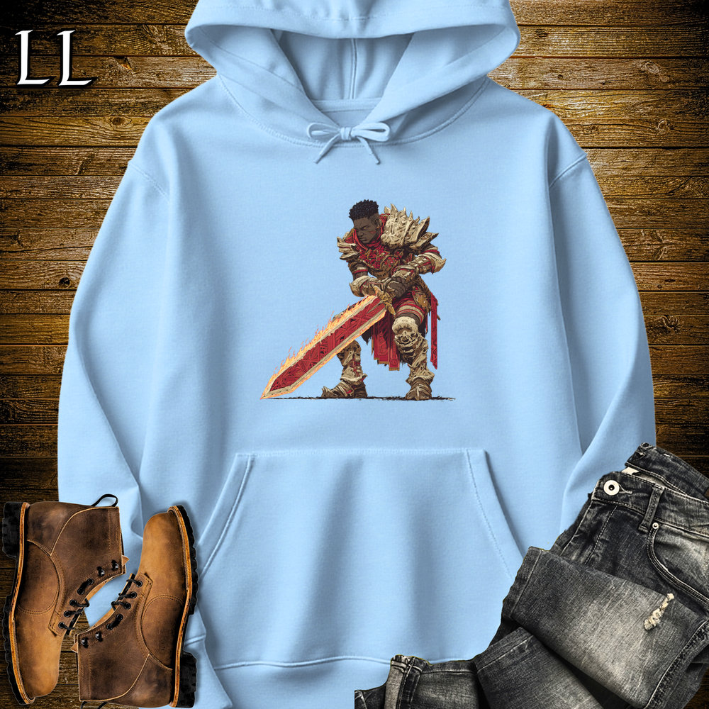 African Flamesword King Hooded Sweatshirt - Light Blue