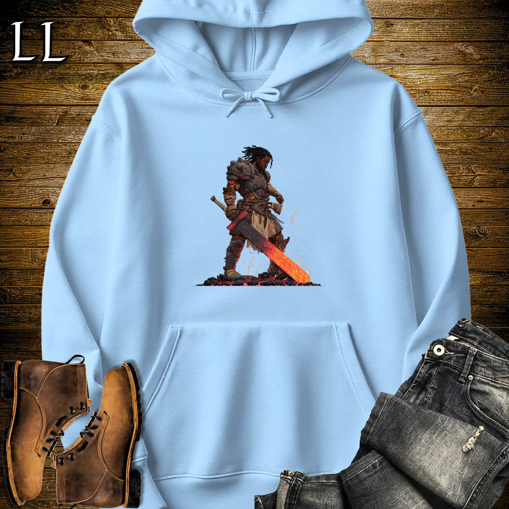 African Fire Barbarian Hooded Sweatshirt - Light Blue