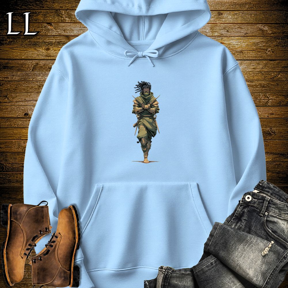 African Desert Assassin Hooded Sweatshirt Light Blue | African Warrior Hoodie