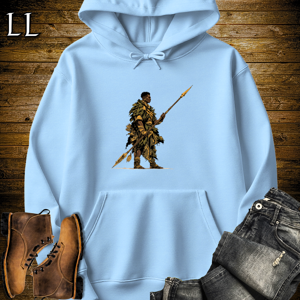 African Spear Hunter Hooded Sweatshirt - Light Blue