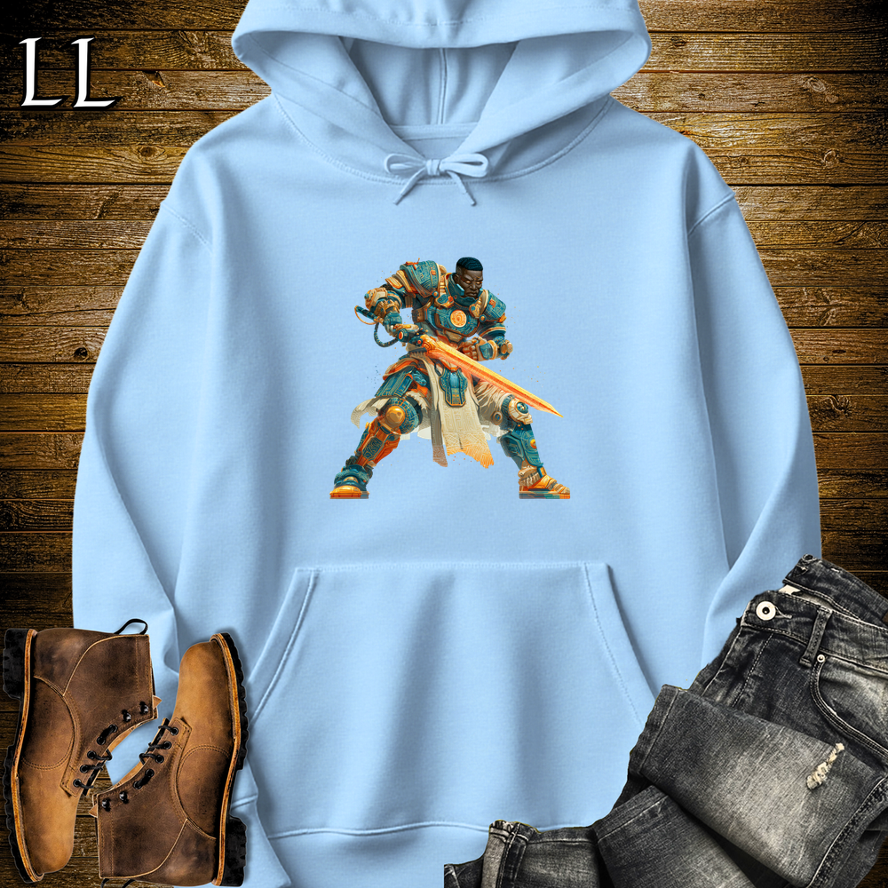 African Space Warrior Hooded Sweatshirt - Light Blue